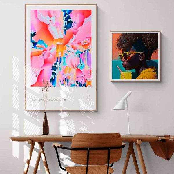 Bold moves with these art prints on the walls entirely shifting the atmosphere