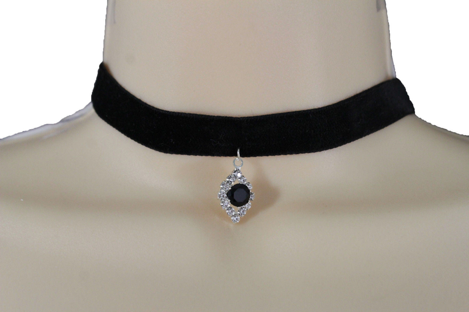 black choker necklace with charm