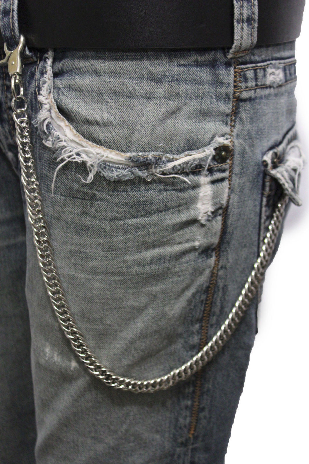 Silver Metal Short Wallet Chains KeyChain Jeans Biker Strong New Men S ...