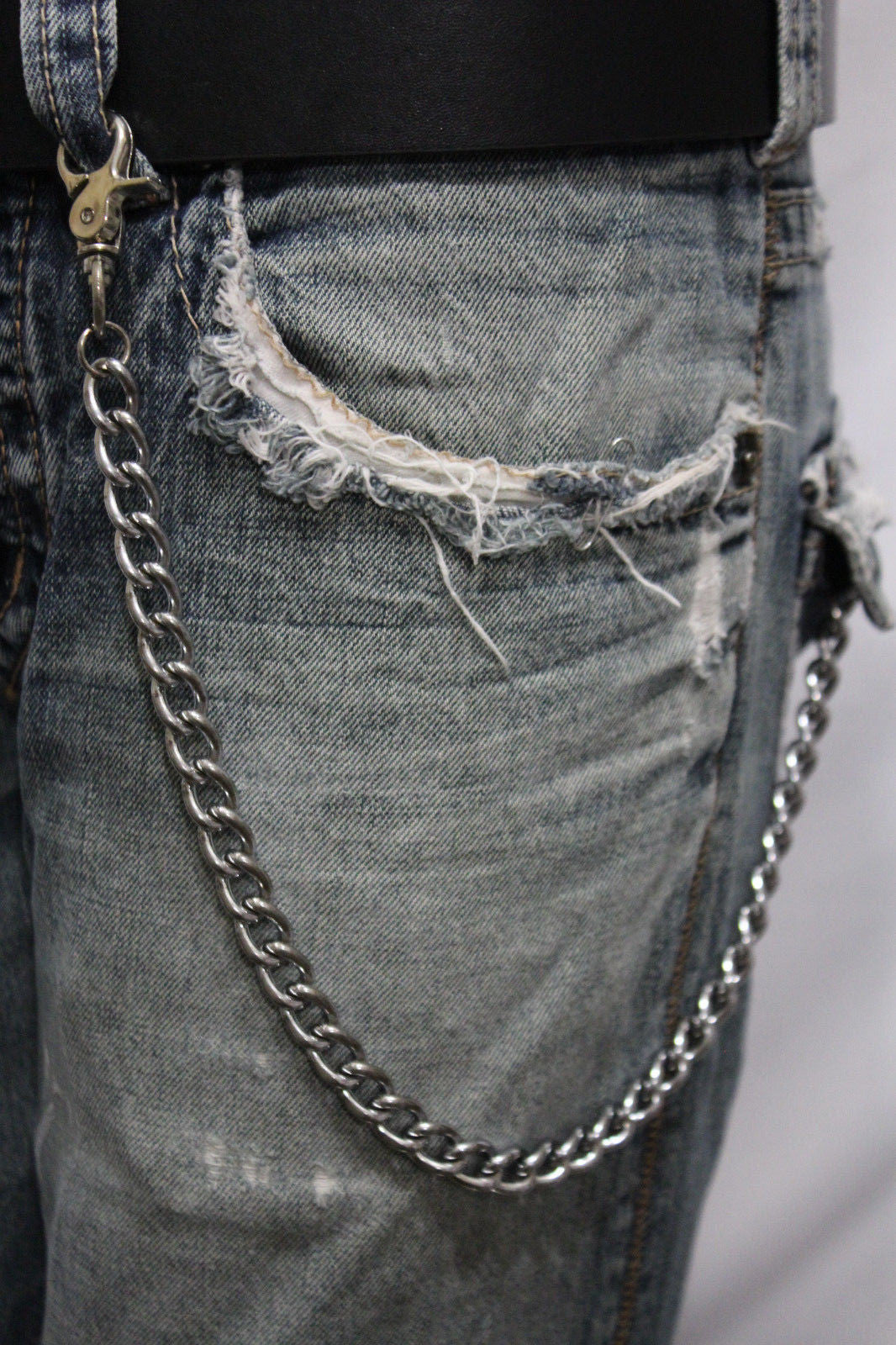 Silver Metal Wallet Chains Thick Link KeyChain Jeans Classic Biker Sty ...