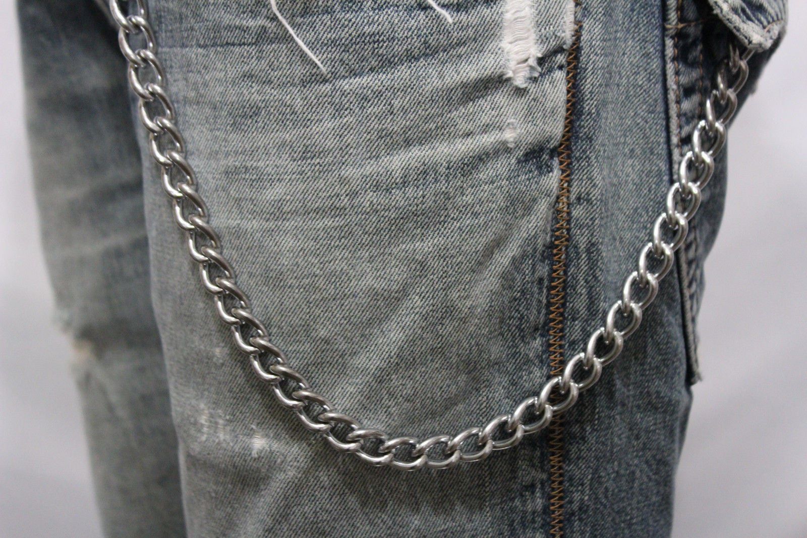 Silver Metal Wallet Chains Thick Link KeyChain Jeans Classic Biker Sty ...