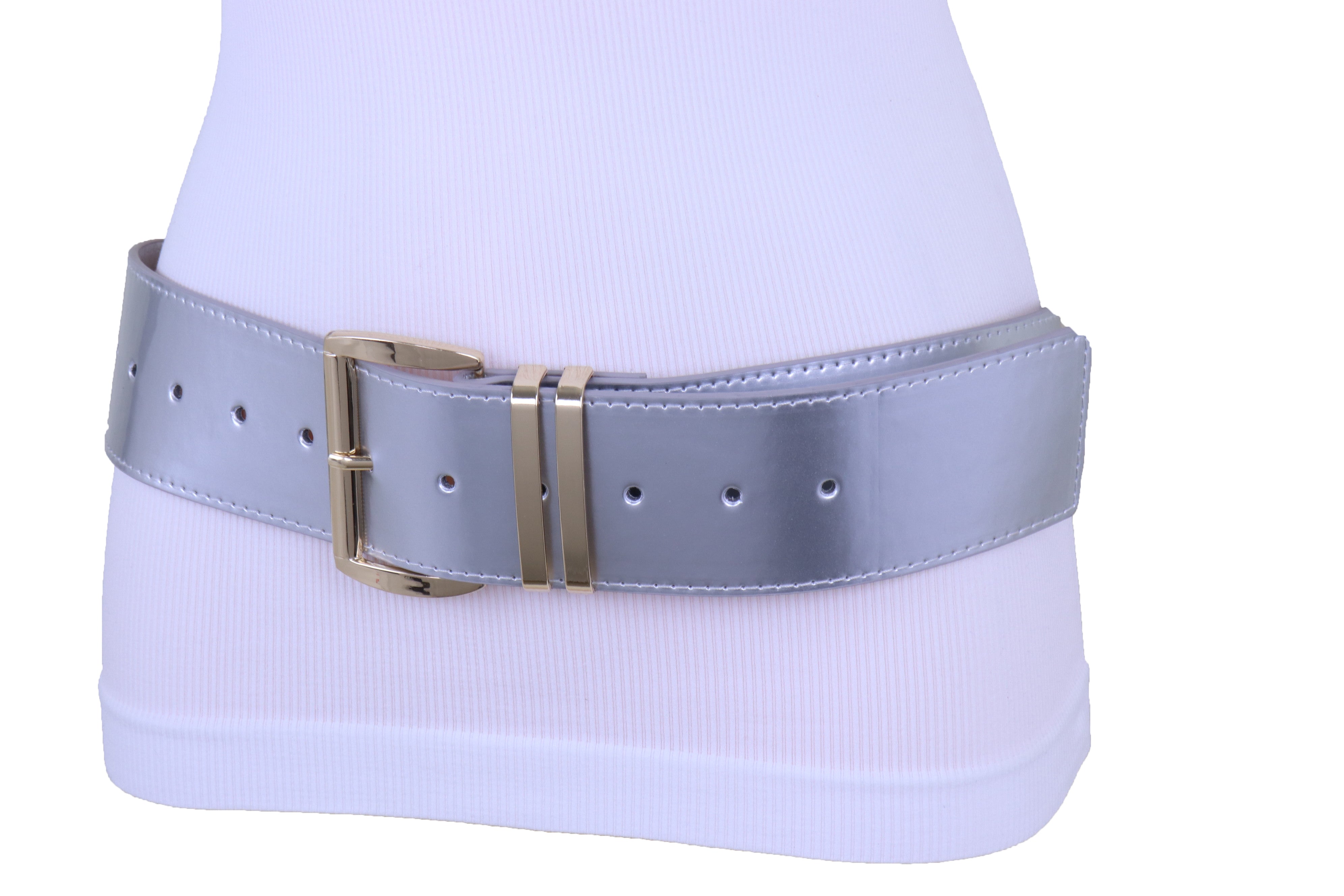 Brand New Women Silver Faux Leather Waistband Hip Waist Fashion Belt G ...