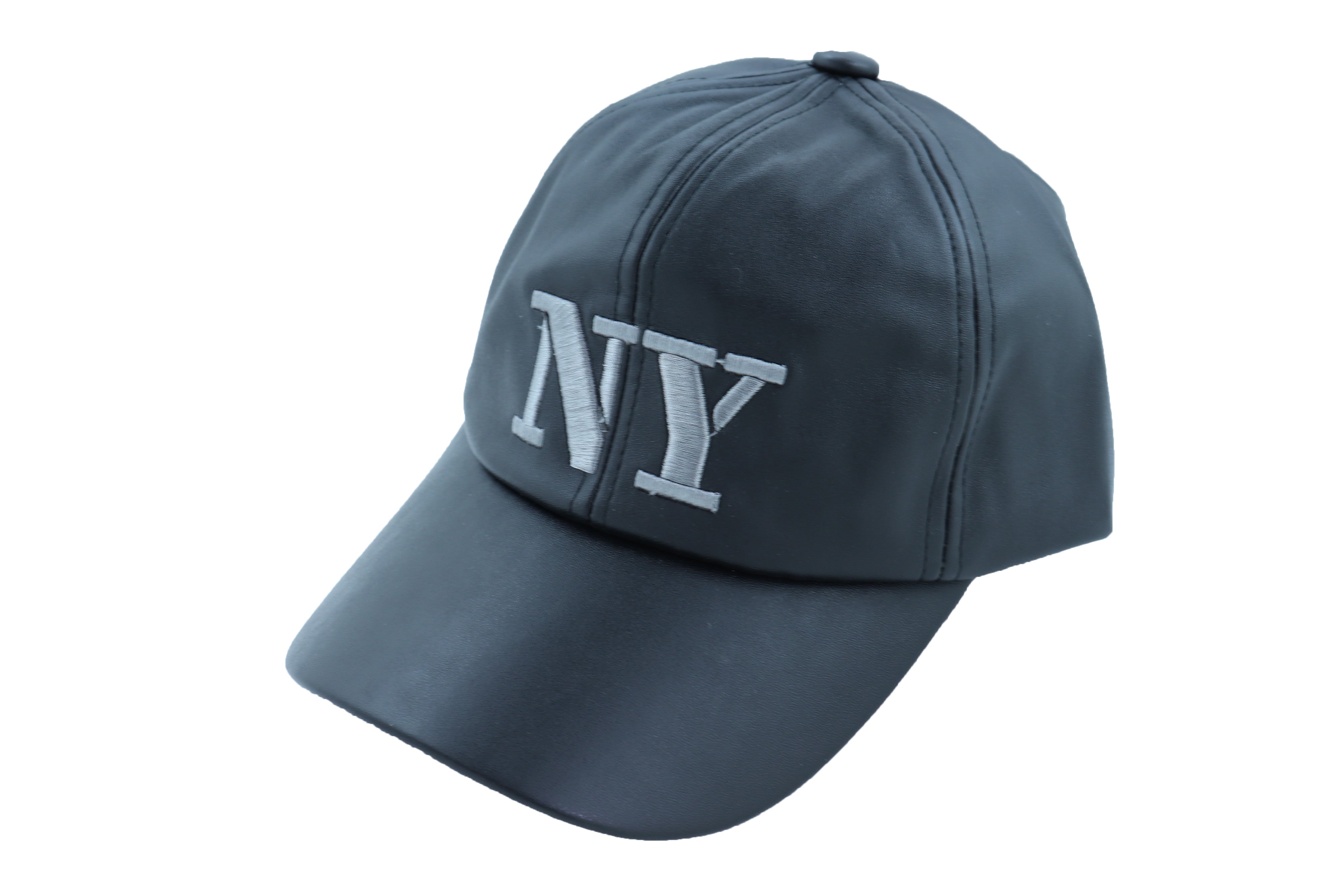 Brand New Men Women Black Faux Leather Fashion Baseball Cap NY Hat New ...