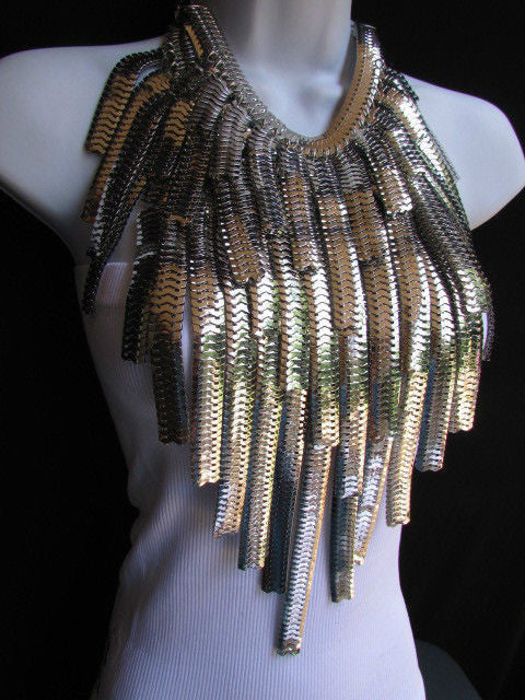 Silver Metal Links Wide Chains Multi Strand Dressy Casual 20