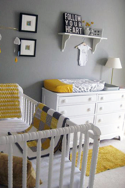 Baby Nursery Decor Yellow and Grey Palette