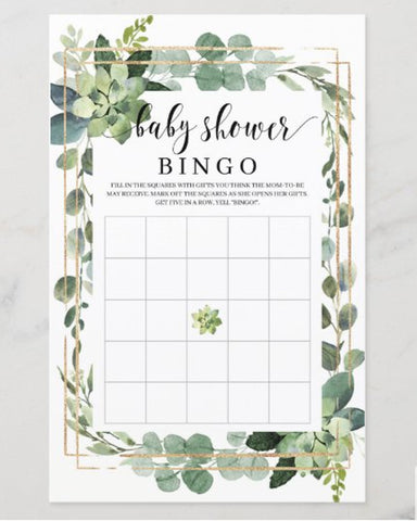 Baby Shower Games bingo card