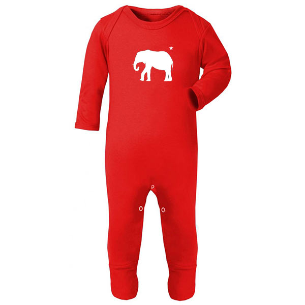 Baby red elephant print sleepsuit