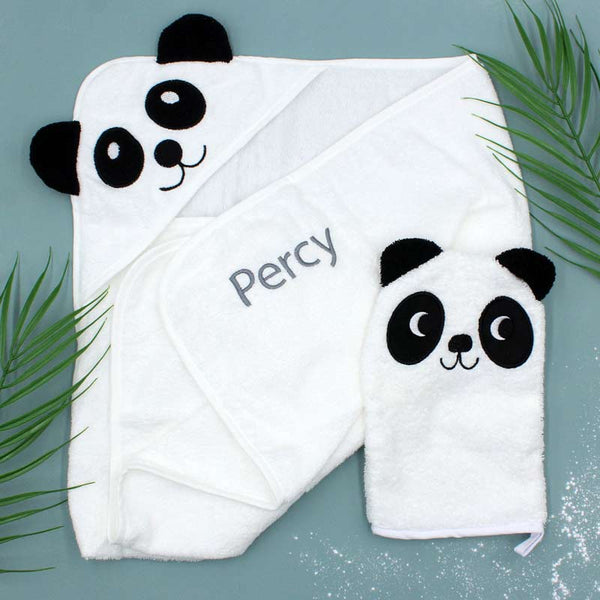 Panda towel baby bath time skincare set