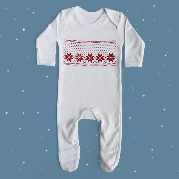 Newborn Christmas Fair Isle print sleep suit outfit