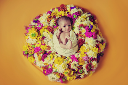 Creative and classy baby photos with flowers 2021