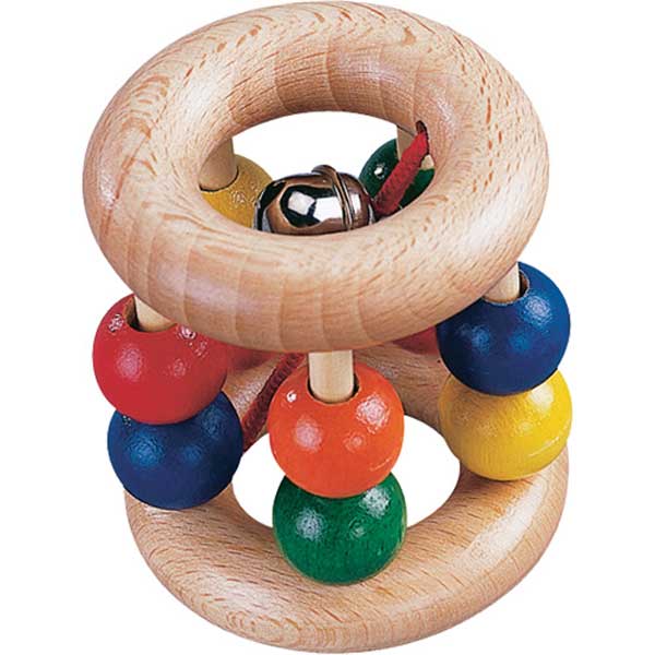 wooden baby roller rattle