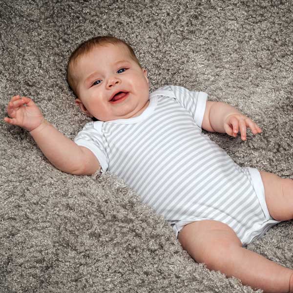 White and grey stripe essential baby vest