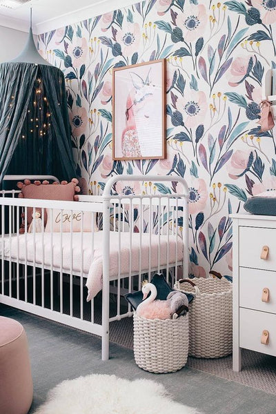 Baby Nursery Decor, oversize floral baby bedrrom wallpaper 2019/2020