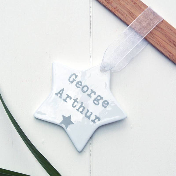 Personalised 1 year old boy hanging star