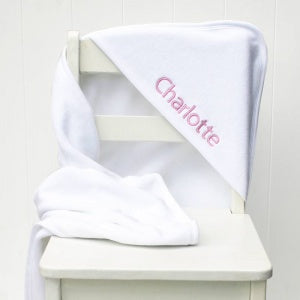 Personalised white hooded baby towel