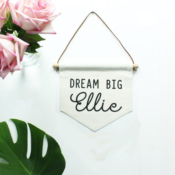 Personalised baby name wall flag for nursery decor