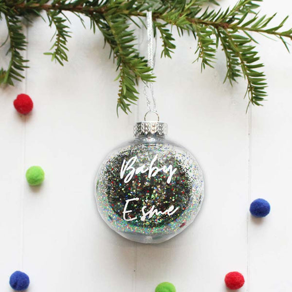 Personalised Christmas Baby Bauble in Multi-colour