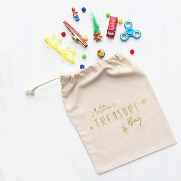Personalised baby name child's treasure bag