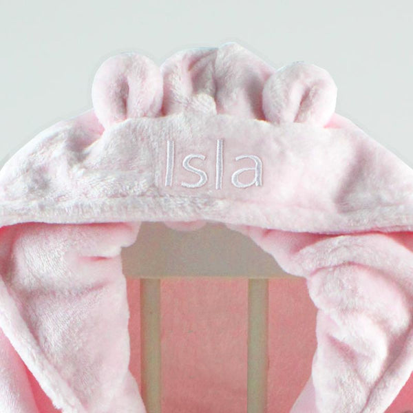 Personalised pink bunny ears dressing gown