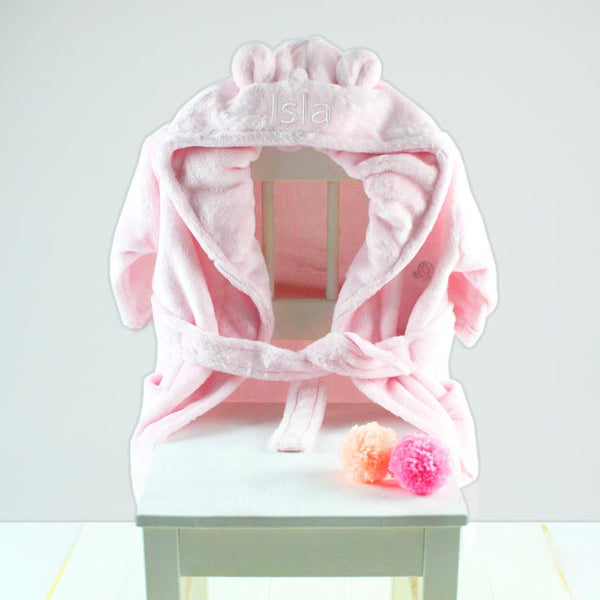 Personalised pink girls dressing gown
