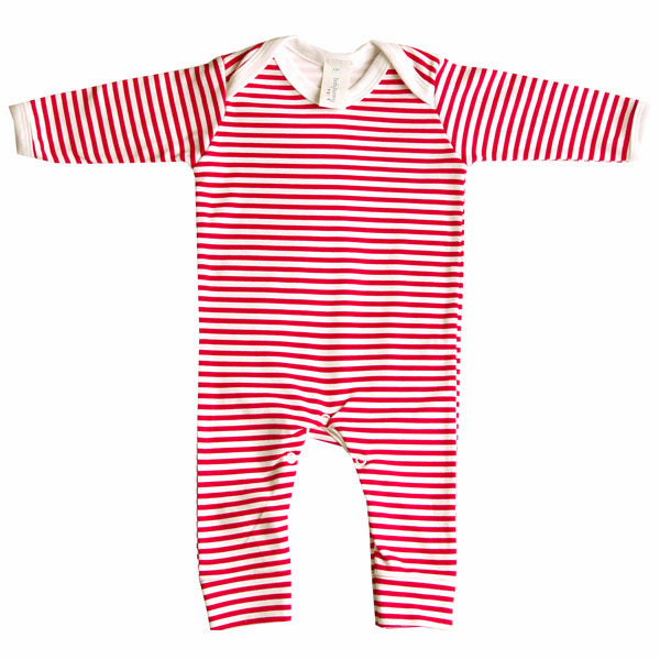 Red and white stripe romper suit