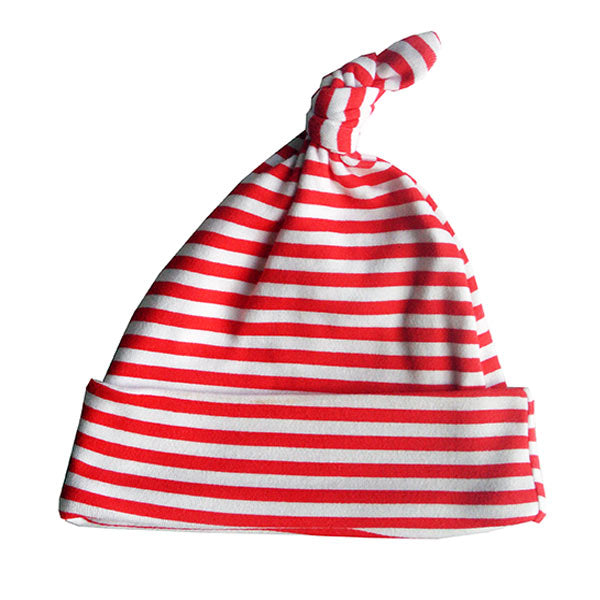 Red and white strip baby hat