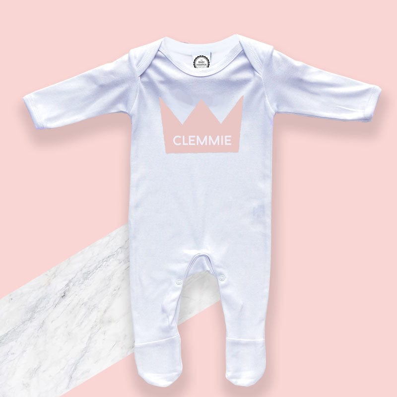 personalised baby pink sleepsuit