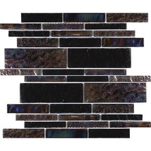 Aquatica Blackstone Linear Glass Mesh Tile 11.75"x11.75" - Treasure Collection - mayausatile