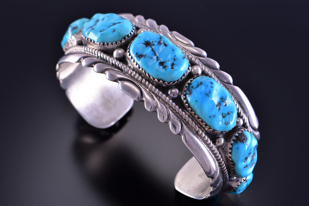 Vintage Silver & Turquoise Zuni Bracelet by Robert & Bernice Leekya 2C14A