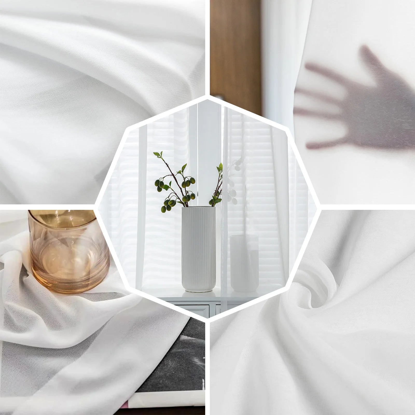 Festive Snowman Poinsettia Sheer Curtains for Christmas - Image 14