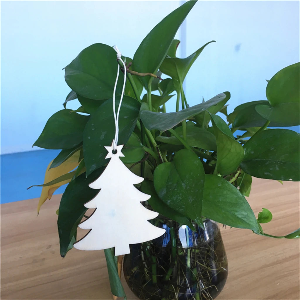 10PCS Unfinished Wooden Christmas Tree Ornaments - Image 20