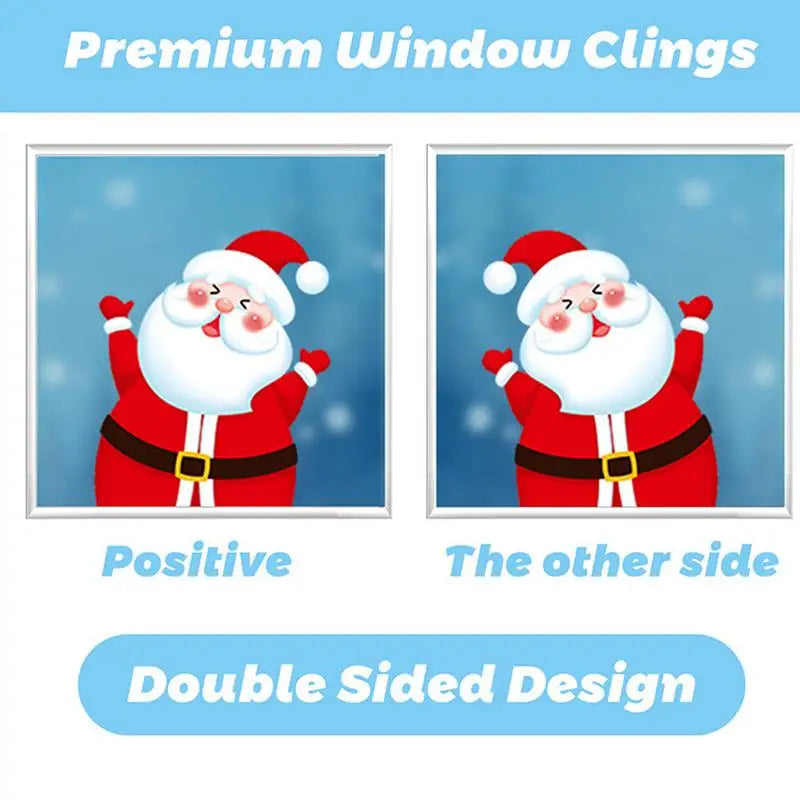 Festive Snowflake & Santa Window Clings 9 Sheets - Image 3