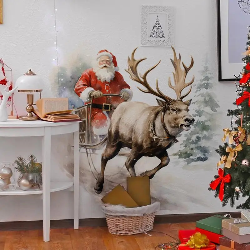 Santa Claus & Reindeer Christmas Wall Decals