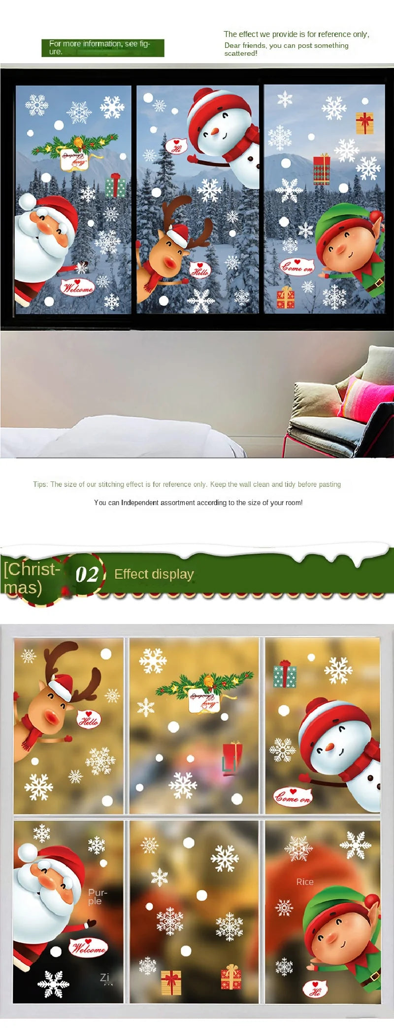 Festive Christmas Jelly Window Clings Decorations - Image 17