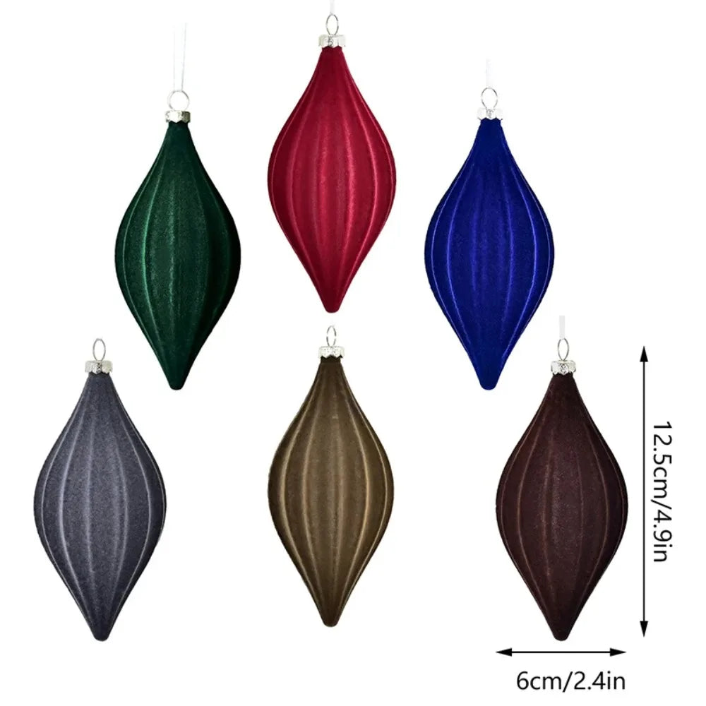 Flocked Velvet Christmas Cone Ball Ornaments - Shatterproof Decor - Image 11
