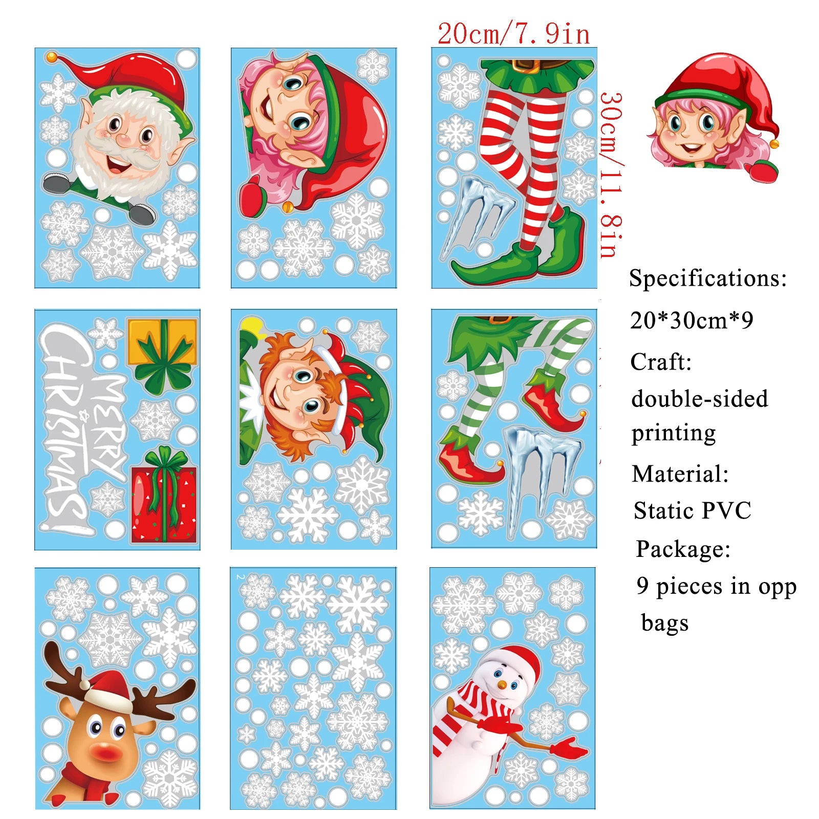 Festive Santa Gnome Window Cling Decor - Image 20