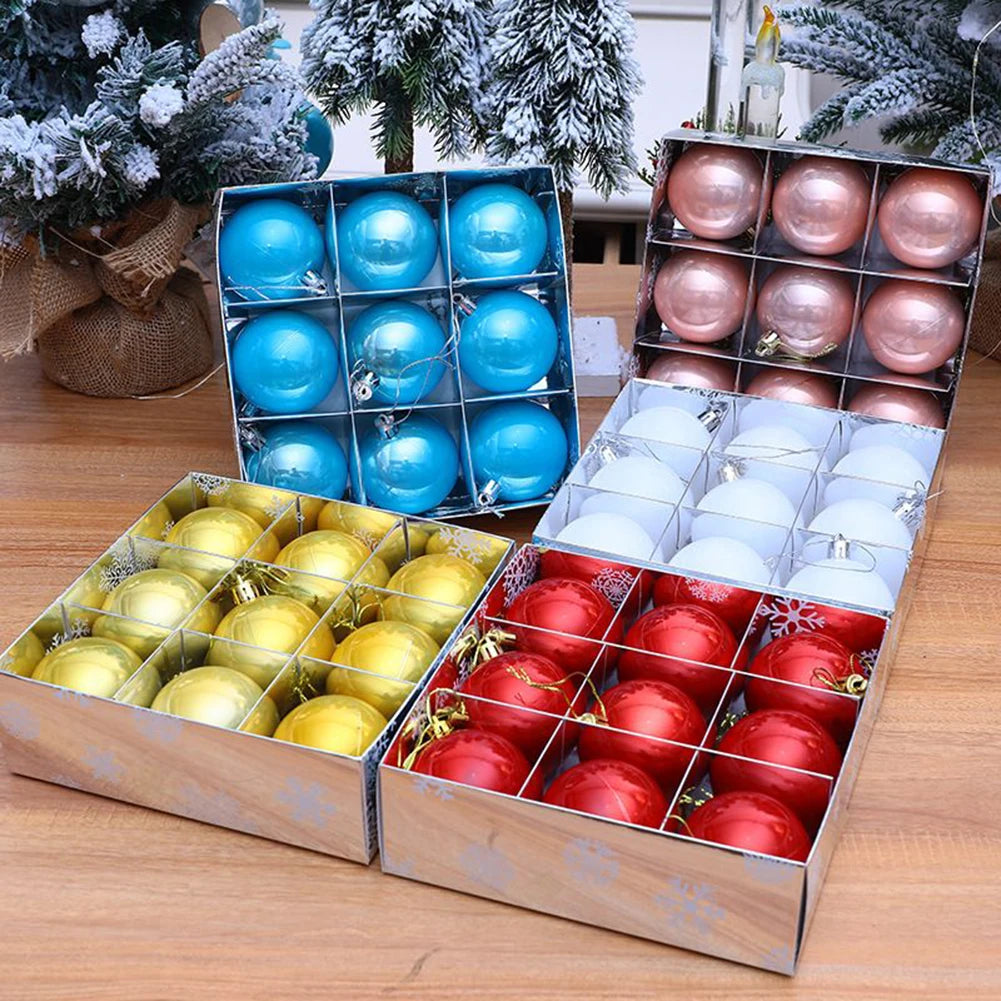 Festive 6cm Christmas Baubles - 9pcs Set - Image 14