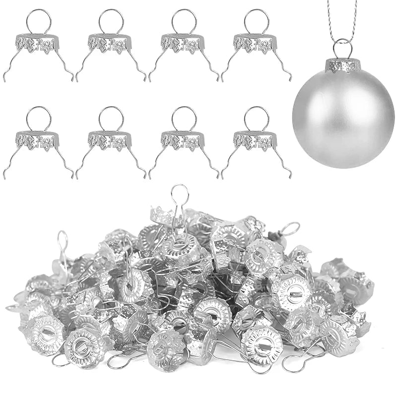 50/100pcs Metallic Christmas Ball Hangers – Gold & Silver - Image 19