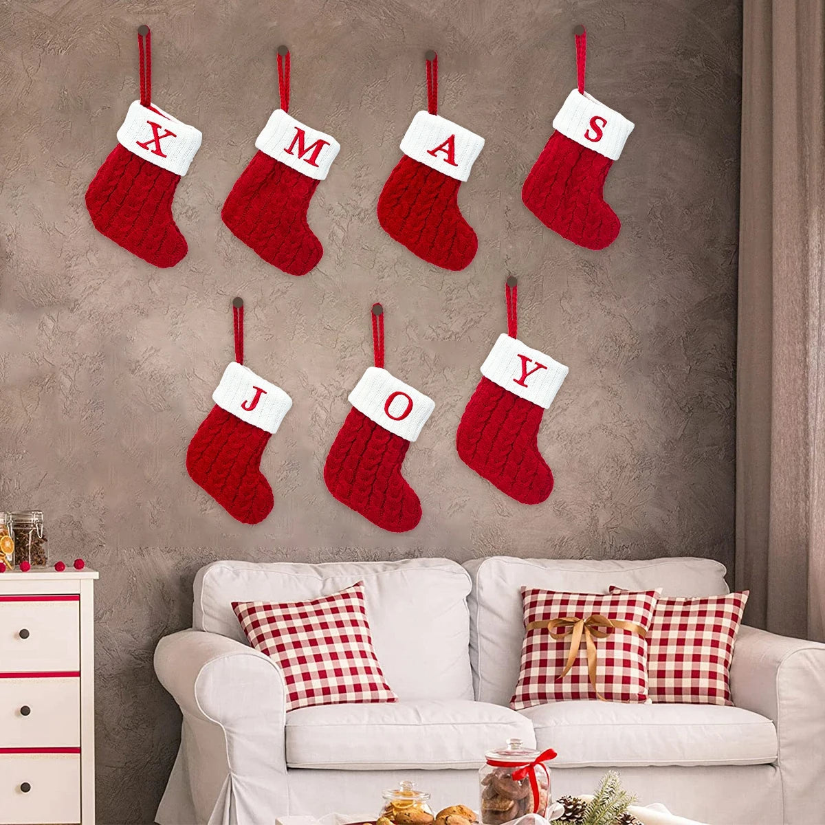 Knitted Snowflake Christmas Stocking Decoration Gift - Image 43