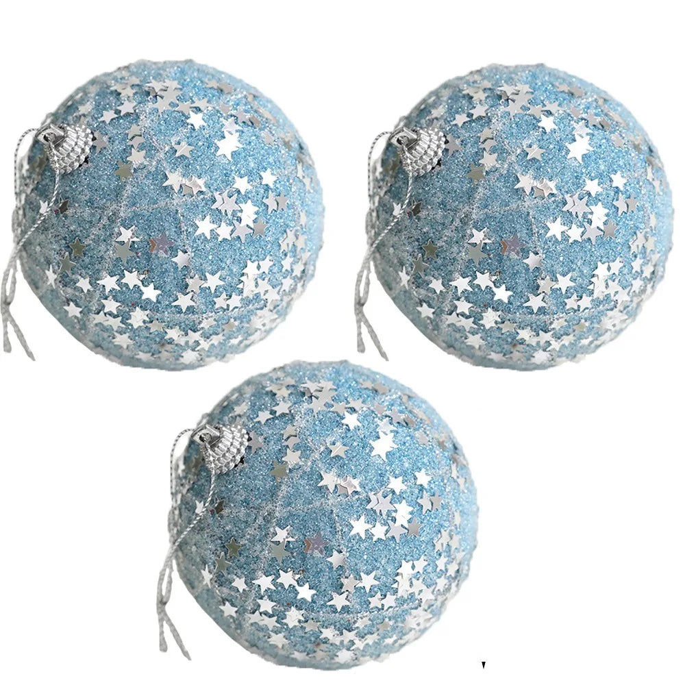 Shatterproof Blue Sequin Christmas Ornament Balls - Image 14