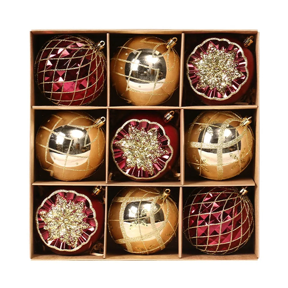 Set of 9 Colorful Cartoon Christmas Balls - Image 8