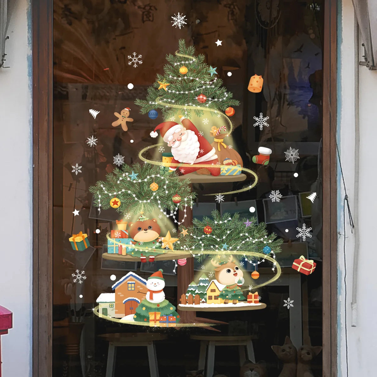 Festive Santa & Christmas Tree Window Stickers - Image 26