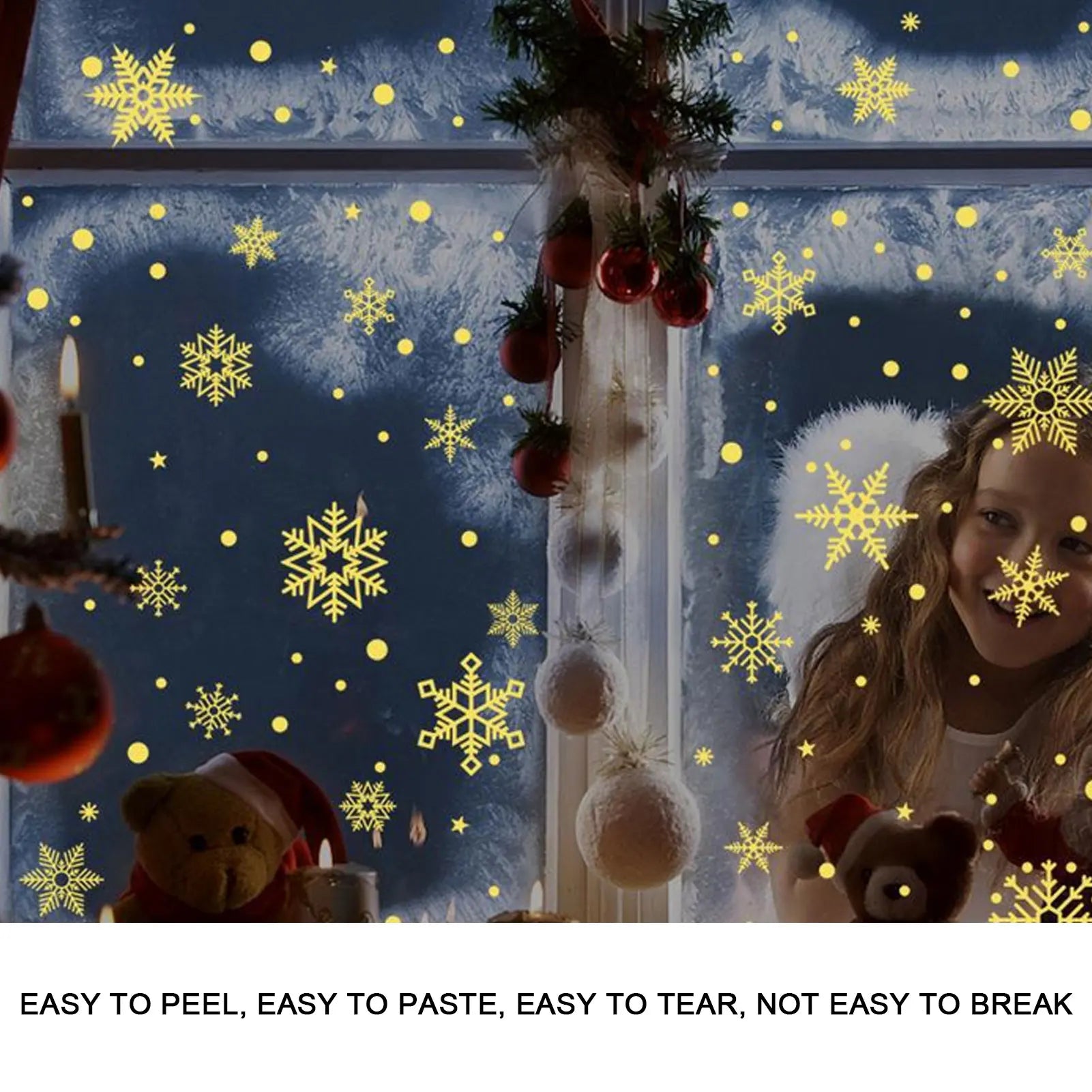 Golden Snowflake Window Clings for Christmas Decor - Image 9