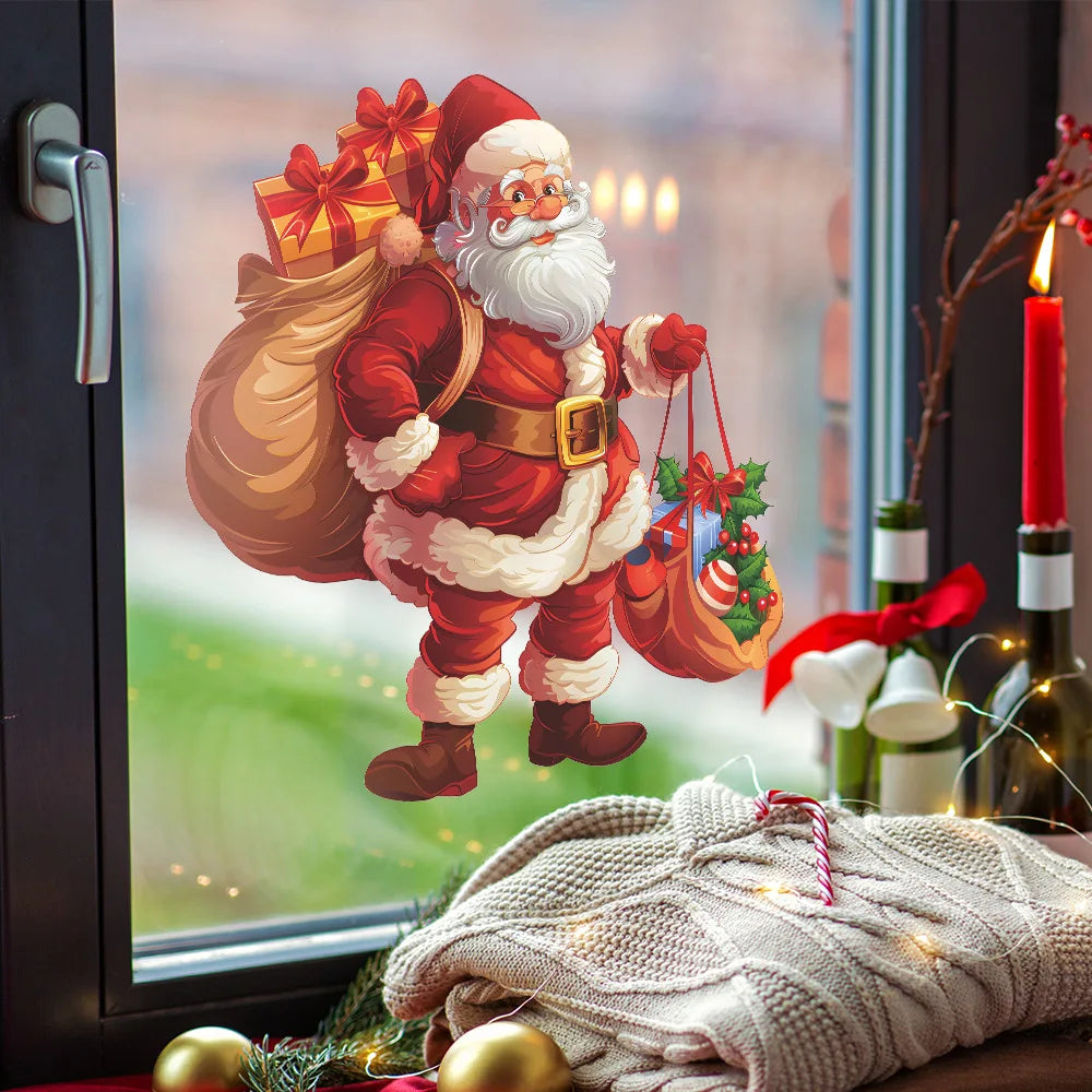 Festive Santa Claus Window Stickers for Christmas - Image 7
