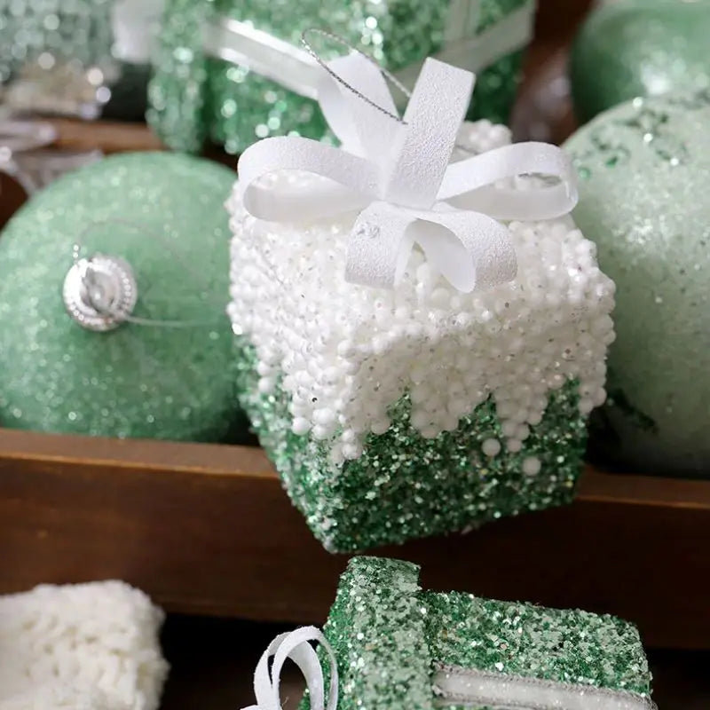 Vibrant Hand-Painted Green Christmas Bauble Ornaments - Image 9
