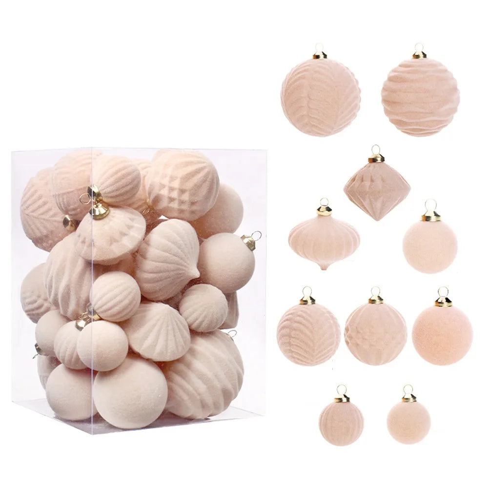 35pcs Flocked Velvet Christmas Ball Ornaments - Image 4