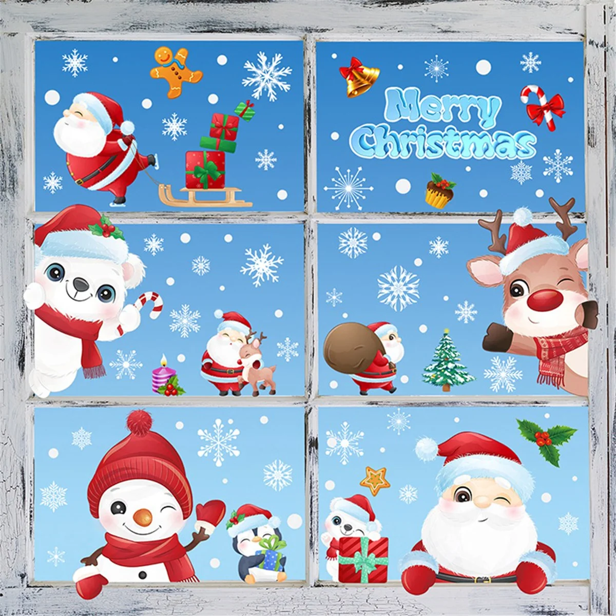 Festive Christmas Snowflake Window Clings & Decals