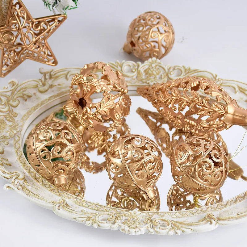 Elegant Gold Star Hollow Ball Christmas Ornaments - Image 16