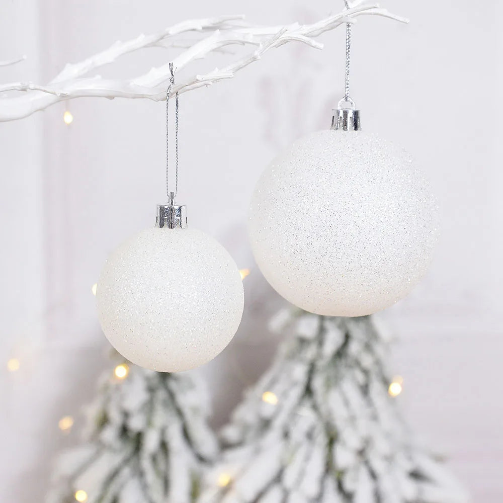 Glittery White Christmas Ball Ornaments - 6pcs - Image 5