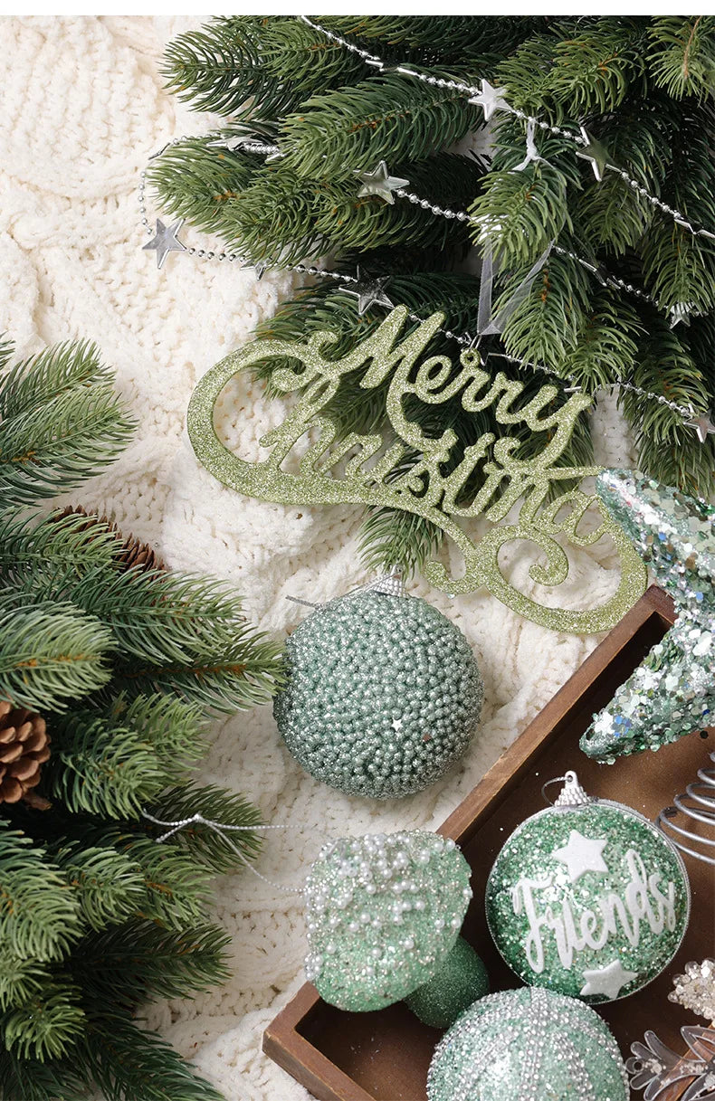 Vibrant Hand-Painted Green Christmas Bauble Ornaments - Image 44